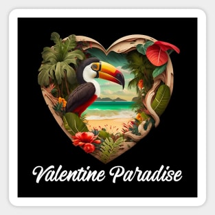 Valentine Paradise No. 4: Valentine's Day in Paradise on a Dark Background Magnet